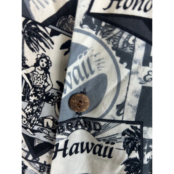 Hilo Hattie Men's Vintage Hawaiian Blue Postcard Scenic Aloha Shirt Size S - Picture 3 of 11
